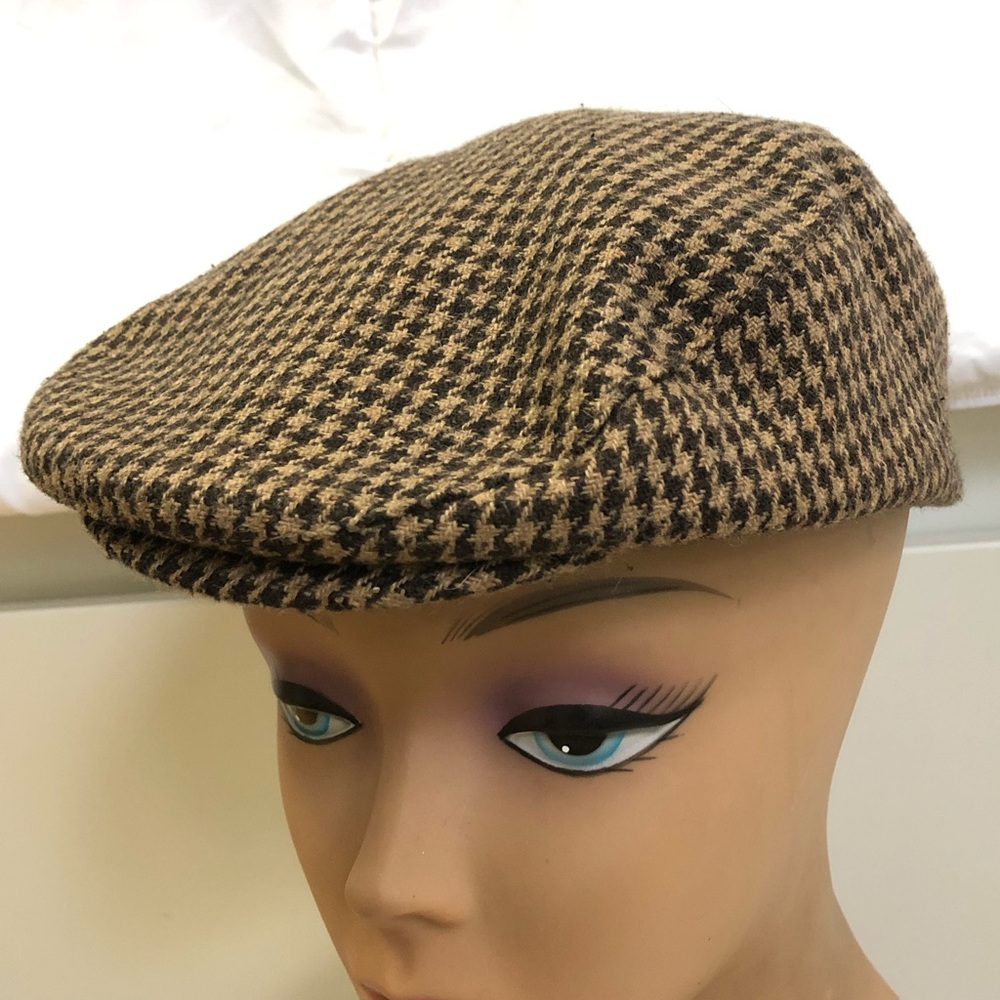 Brown & Tan Herringbone Vintage Driver Cap S
